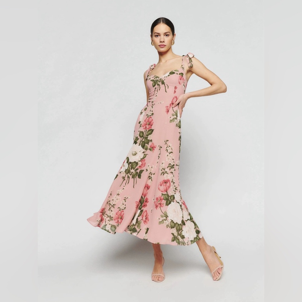 Reformation Pink Floral Midi Dress